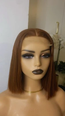 Vietnamese Double Drawn 5x5 Lace Frontal Wig bone straight Ginger Orange  - Image 1 of 4
