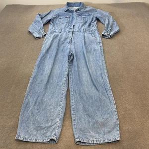 H&M Jumpsuit Damen 12 blau Denim helle Waschung Kesselanzug Utility Langarm - Bild 1 von 12
