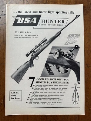 Rifle de acción corta BSA vintage 1954 anuncio original - caza vintage Foto 1 de 4