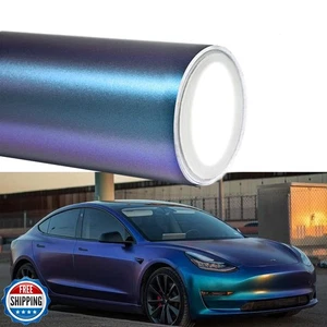 Lybumso Camaleonte Vinile Wrap, Blu Opaco a Viola Autoadesivo Auto Wrap Air - Foto 1 di 5