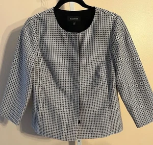 Talbots Damen Anzugjacke schwarz-weiß Größe 8 gefüttert Blazer Taille - Bild 1 von 15