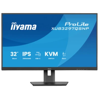 IIYAMA 32" ProLite QHD 100Hz 1ms USB-C PD95W IPS Monitor XUB3297QSNP-B1 - Image 1 of 4