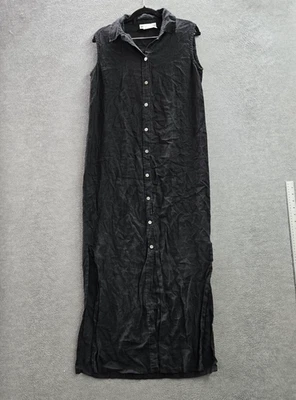 Vestido de mujer Chico's Design 1 camisa de lino negro vestido costero maxi botón Foto 1 de 4