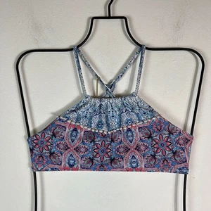 Maaji NWT Girl's Blue Boho Tile Design Ruched Neck Halter Top 14 - Picture 1 of 3