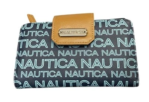 Nautica Billboard Logo Faux Leather Top Zip Credit Card Case Wallet.. NWOT - Picture 1 of 6