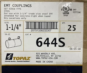 *NEU* MENGE: 25 Topas 644S EMT Set Schraubkupplungen Stahl 1-1/4" 1,25 - Bild 1 von 1
