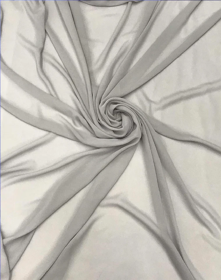 Silver Sheer High Multi Chiffon Solid Fabric, 100% Polyester 58" wide - Image 1 of 1