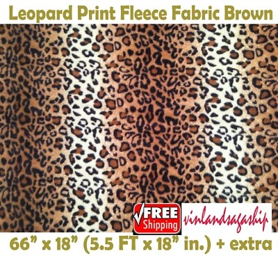 Leopard Print Brown Fleece Fabric 5.5 FT X 1.5 FT (66 x 18" in.) extra  - Image 1 of 3