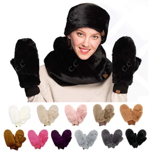 C.C Exclusive Soft Faux Fur Mittens with Shepherd Lining Convertible Gloves - Picture 1 of 33