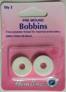 Pre-Wound Bobbins, 100% Polyester Thread 145m/158yds, 75/D2, Pack 2 - Imagen 1 de 3