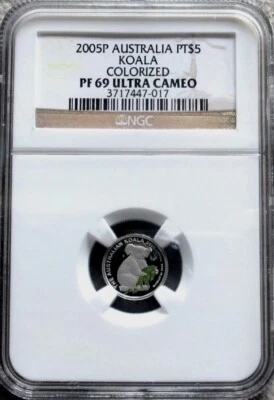 2005 P AUSTRALIA PLATINUM 200 MINTED $5 KOALA NGC PROOF 69 ULTRA CAMEO - Image 1 of 3