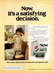 NOW CIGARETTE AD #2 RARE 1978 VINTAGE OUT OF PRINT SEE PIC FOR FLAWS - Picture 1 of 3