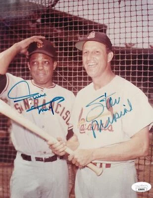 Stan Musial & Willie Mays Signed Autographed 8x10 Baseball Photo JSA COA  - Image 1 of 4
