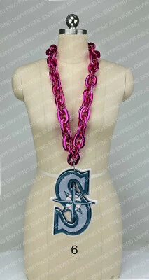 New MLB SEATTLE MARINERS Jumbo Big PINK Fan Chain Necklace Foam - Image 1 of 3