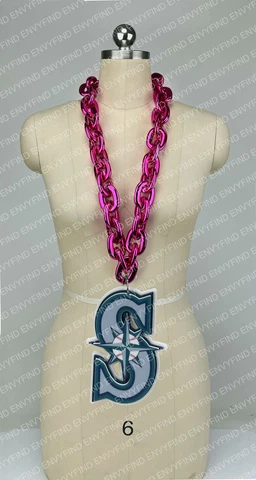 New MLB SEATTLE MARINERS Jumbo Big PINK Fan Chain Necklace Foam Cover