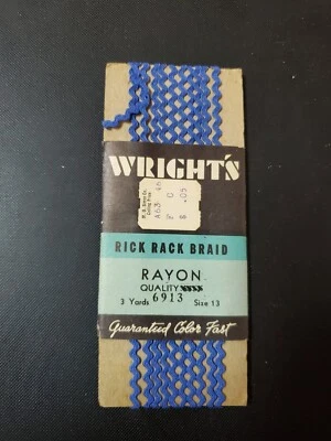 VINTAGE WRIGHTS BLUE BABY RICK RACK TRIM 3YDS FREE shipping - Image 1 of 2