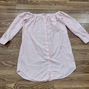 Cotton On Pink Stripe of the shoulder women shirt XS - Picture 1 of 9