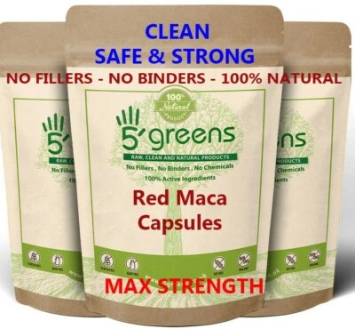 5GREENS Red Maca Root Extract Capsules 2040mg Gelatinized NATURAL Extract not Powder