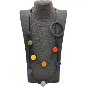 Lagenlook Kautschukkette Halskette Kette Kautschuk Modeschmuck Style - Bild 1 von 1