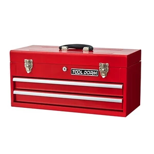 Metal Tool Box with 2 Drawers Portable Steel Tool Chest with Metal Cylinder - Picture 1 of 9