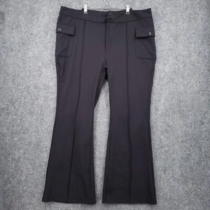 NEW Halara Pants Womens 3X Plus Black High Waisted Button Side Flap Pocket Flare - Picture 1 of 14