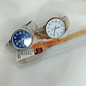 Pair  Mens Timex Indiglo Watches White R6  & Blue N3 Speidel Band Twist-o-Flex
