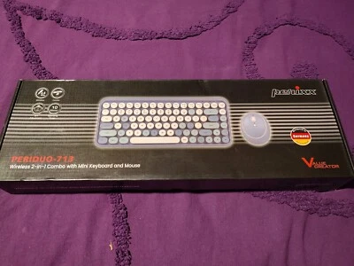 Perixx PERIDUO-713 Wireless Mini Keyboard and Mouse Combo- Retro Round Keys Blue - Image 1 of 4