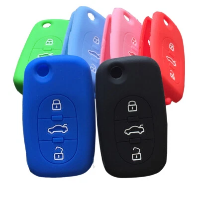 Fit Audi A3 A4 A6 Q3 3 Button Remote Smart Keyless Key Fob Silicone Case Cover  - Image 1 of 4