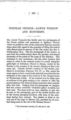 Ightham Church, Kent; the Cawe Window & Monument. - Image 1 of 2