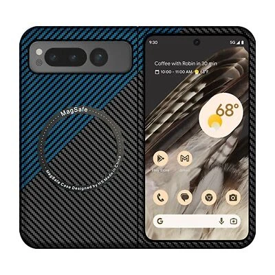 For Google Pixel Fold Magnetic Case Carbon Fiber Texture Rugged Shockproof - Image 1 of 4