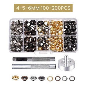 4mm 5mm 6mm Eyelet Punch Tool Set With Washer Leather Craft Banner Repair Kit - Picture 1 of 11