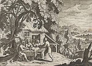 Abraham Erhält Drei Engel Nach Matthäus Merian (1593-1650) Xvii Israel - Bild 1 von 4