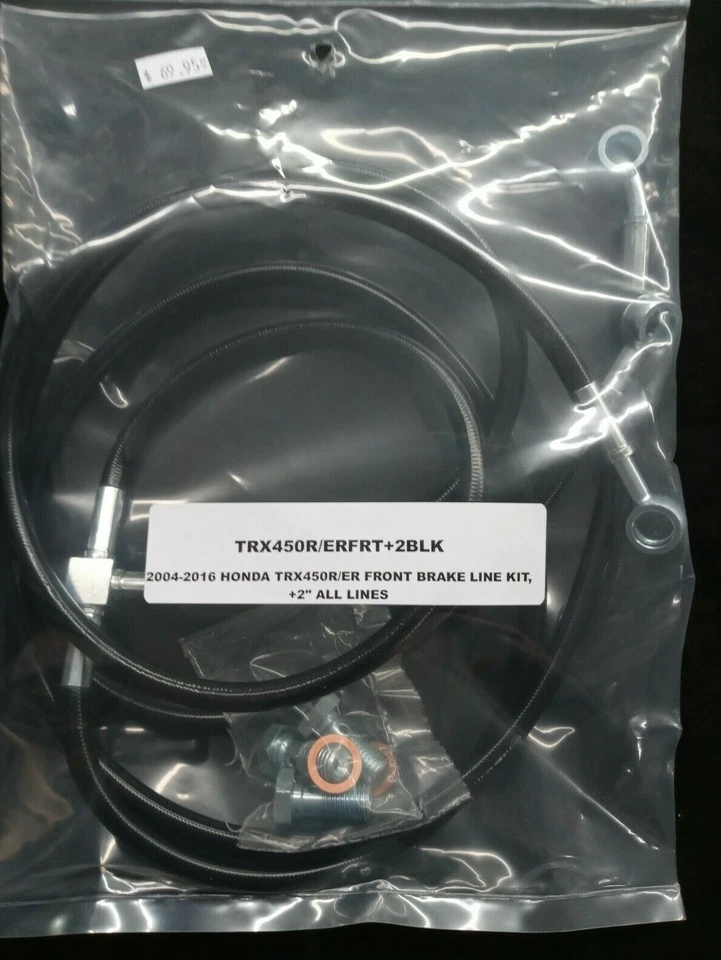 BLACK +2" EXTENDED FRONT BRAKE LINES  & +2" STEM  KIT HONDA TRX450R TRX450ER - Image 1 of 1