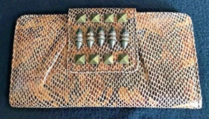Ladies Snakeskin Print Wallet Billfold Clutch ICING Tribal Accent on Flap NEW - Picture 1 of 10