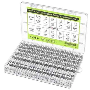 Kit surtido de fusibles de vidrio soplado rápido Joinfworld 360 piezas 24 valores - Imagen 1 de 6