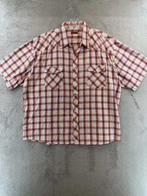 Men’s Cobra Creek Short Sleeve Button Up Size 4XL Multicolor Plaid Pearl Snaps - Image 1 of 4