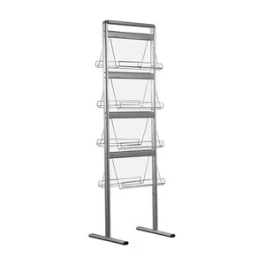Floor Standing Double Sided Brochure Holder 4 Tier 2x8.5x11" Clear Acrylic Shelf - Picture 1 of 6