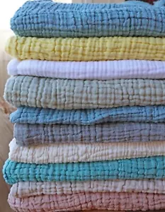 Muslin Throw Blanket, Bedding Coverlet, Muslin Bedspread Lightweight Summer Soft - Picture 1 of 21