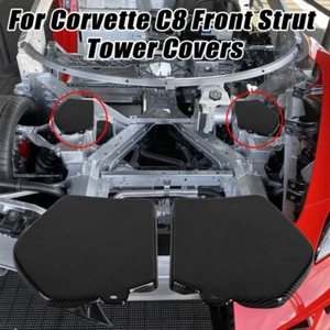 Carbon Front Strut Shock Tower Covers w/o Mag Ride For Corvette C8 2020-2024 - Picture 1 of 10