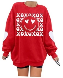  Valentines Day Sweatshirt Valentine Shirts: Womens Oversized X-Large Red - Picture 1 of 7