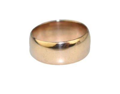 古董 JR WOOD & SONS 10K 玫瑰金男式宽 9 毫米婚戒 8.4 克 10 码 — 第 1/2 张图片