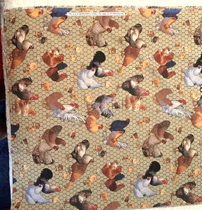 1 Yd Fabric Traditions Mai Design Chicken Hen Chicken Wire Fabric 100% Coton 44" - Picture 1 of 8