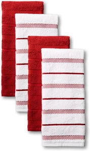 Set 4 Asciugamani Cucina, Rosso Passione/Bianco, 16"X26" - Foto 1 di 12