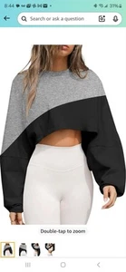 Remidoo Women's Casual Long Sleeve Cropped Sweatshirt Crewneck Pullover Shirt - Picture 1 of 9