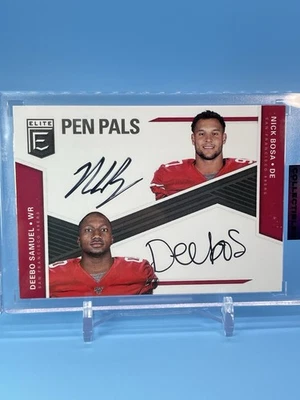 2019 Donruss Elite ~ NICK BOSA & DEEBO SAMUEL ~ PEN PALS On Card RC Auto 🔥 - Image 1 of 4