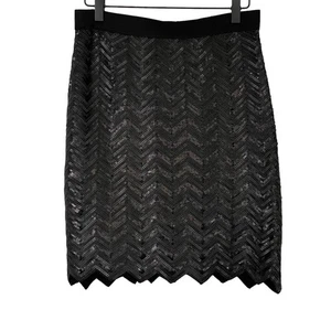 Charlotte Tarantola Anthropologie NEW Black Sequin Mini Skirt Cocktail Size S - Picture 1 of 8