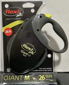 FLEXI Giant Medium Retractable Dog Leash (Tape), 26 ft, Medium, Black/Neon - Picture 1 of 2