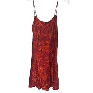 Victoria's Secret Floral Slip Dress Red Orange Medium Spaghetti Strap - Picture 1 of 2