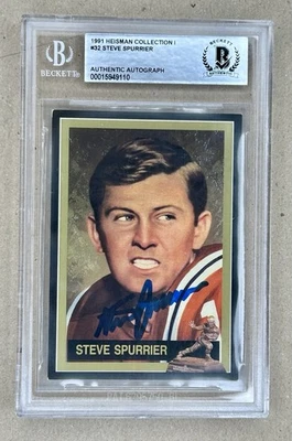 1991 Heisman Collection Steve Spurrier Autographed Football Card  Beckett Slab - Image 1 of 3