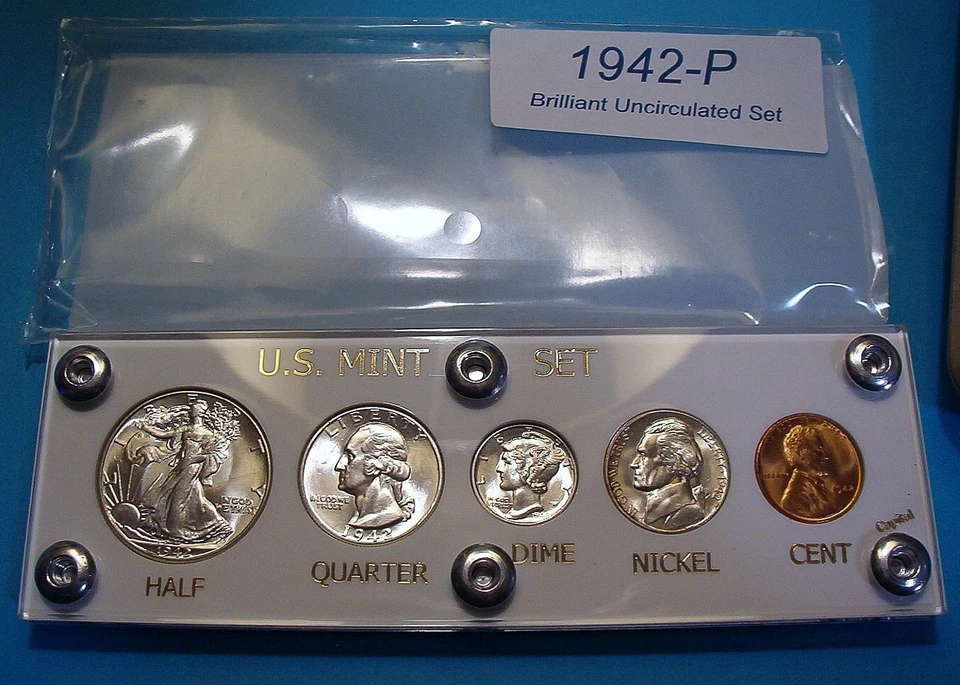 1942 MINT U.S. WAR-TIME SILVER SET LUSTROUS CHOICE to GEM BRILLIANT UNCIRCULATED - Image 1 of 4